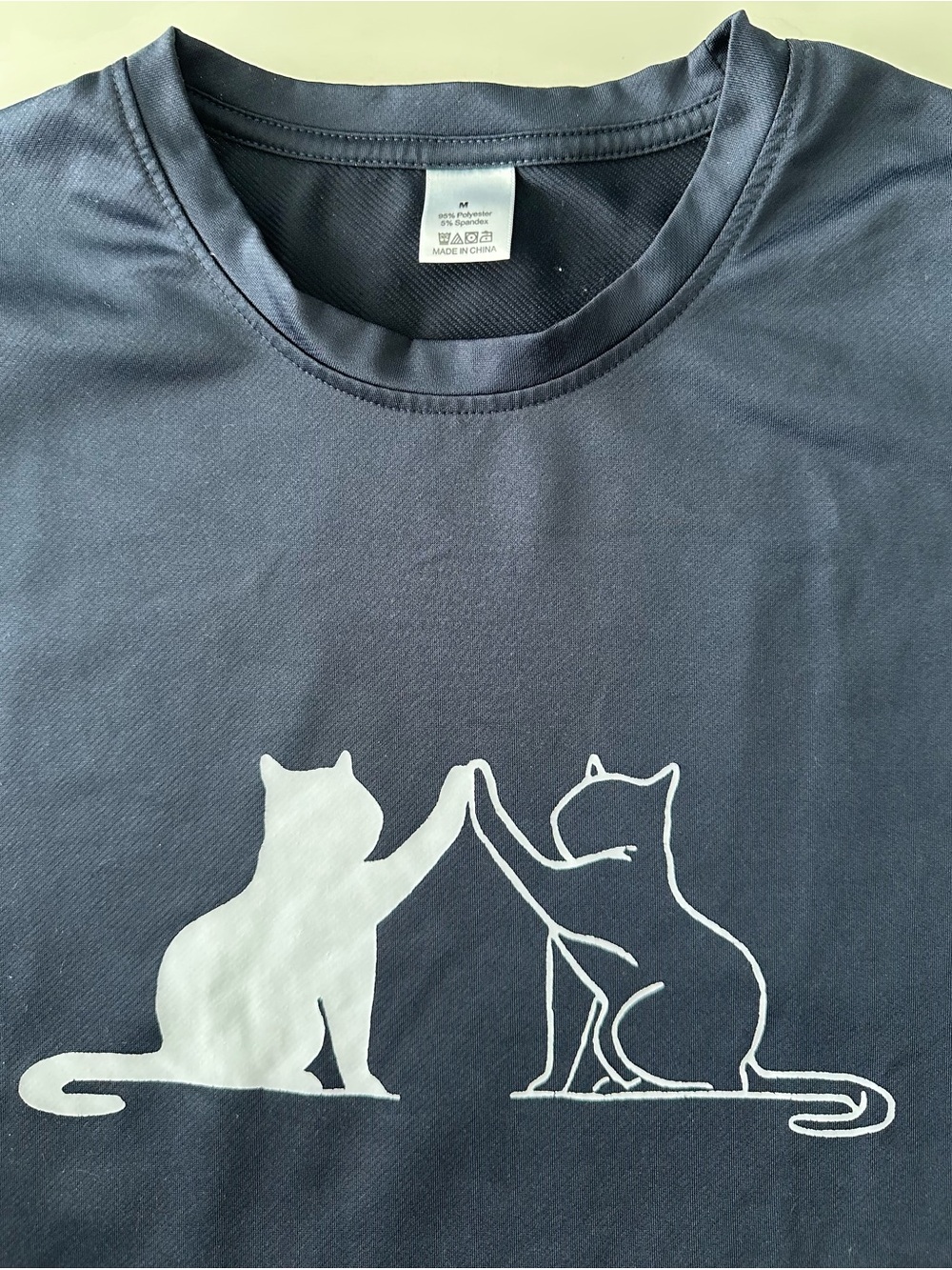 Pet Cat Tee - Navy with White Cat Design Medium